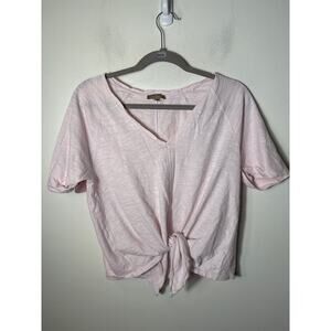 Lilla P Pink Short Sleeve Tie Front Top Size Medium